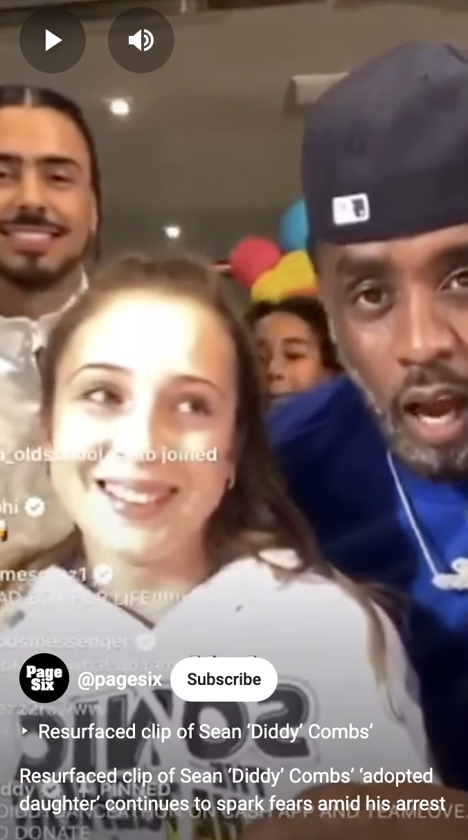 Ava Baroni y Sean Combs en un post reaparecido subido el 24 de septiembre de 2024 | Fuente: YouTube/Page Six