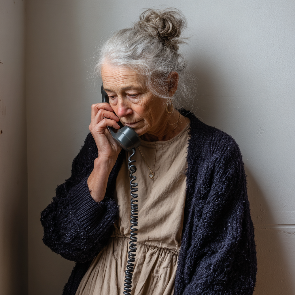 Una anciana hablando por teléfono | Fuente: Midjourney