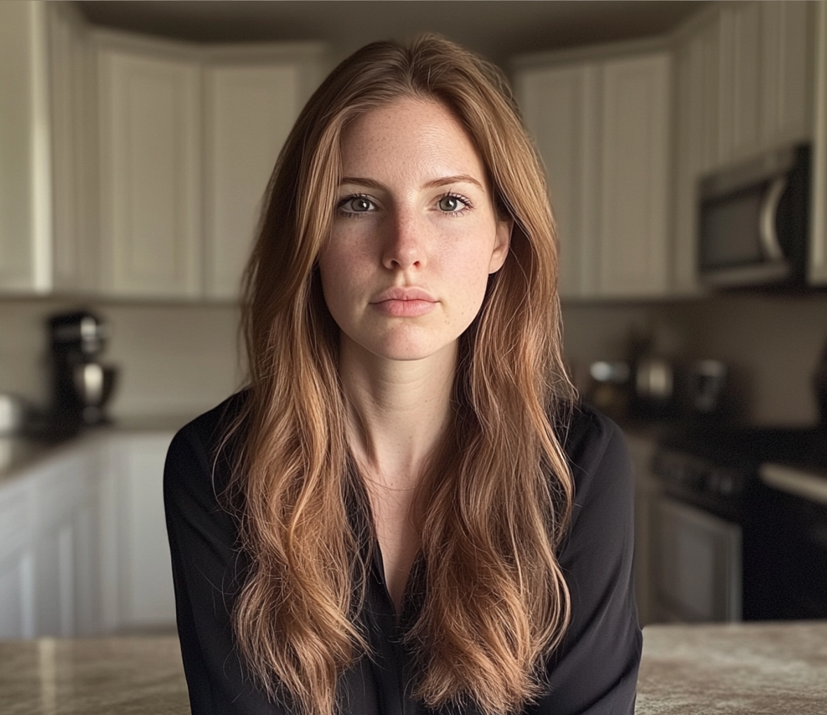 Una mujer pensativa de pie en una cocina | Fuente: Midjourney