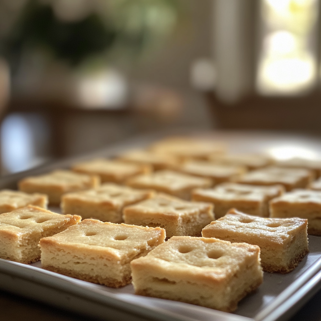 Una bandeja de galletas de mantequilla recién horneadas | Fuente: Midjourney