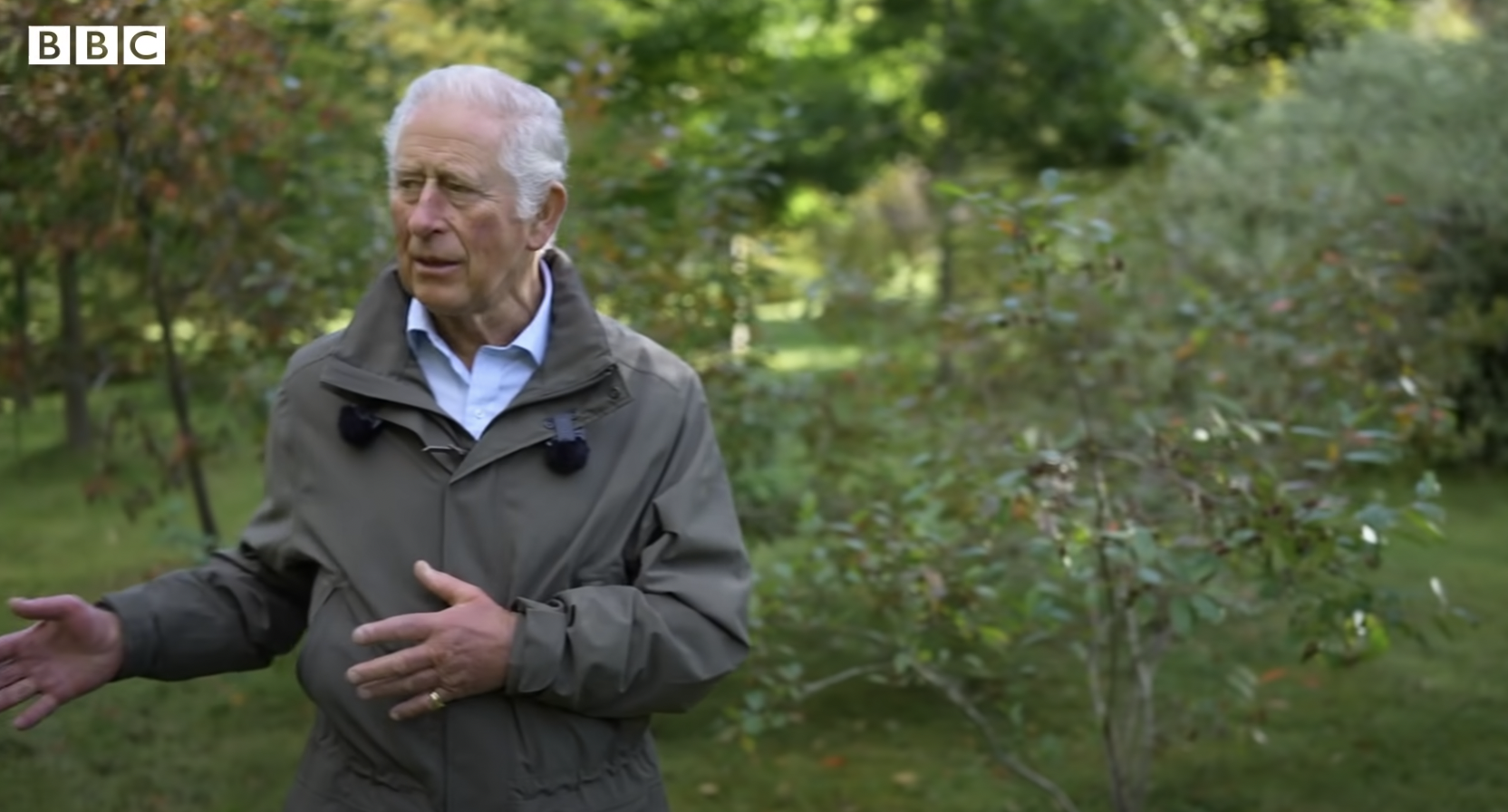 Rey Charles III durante una entrevista en el jardín de Balmoral Estate, en 2022 | Foto: YouTube/BBC News