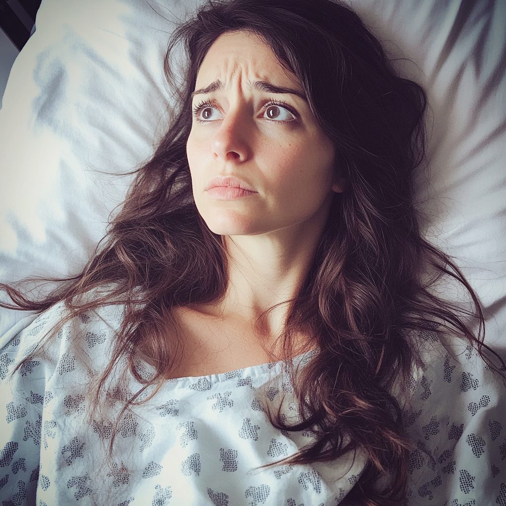 Una mujer tumbada en una cama de hospital | Fuente: Midjourney