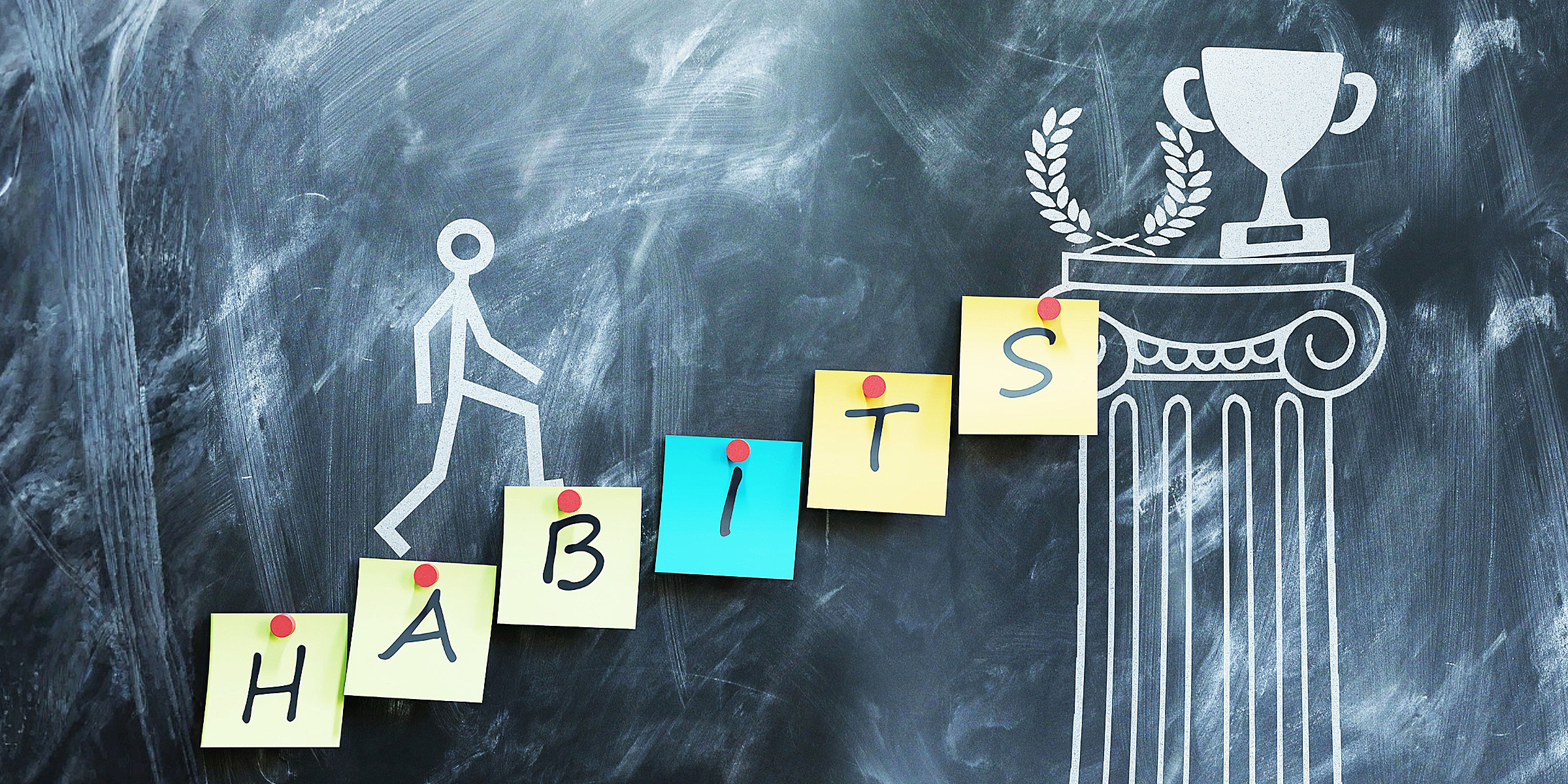 Hábito escrito en notas adhesivas | Fuente: Shutterstock