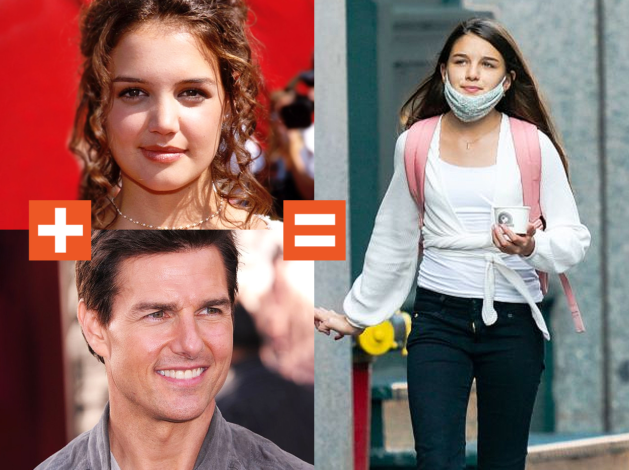 Un collage de Katie Holmes, Tom Cruise y Suri Cruise | Fuente: Getty Images