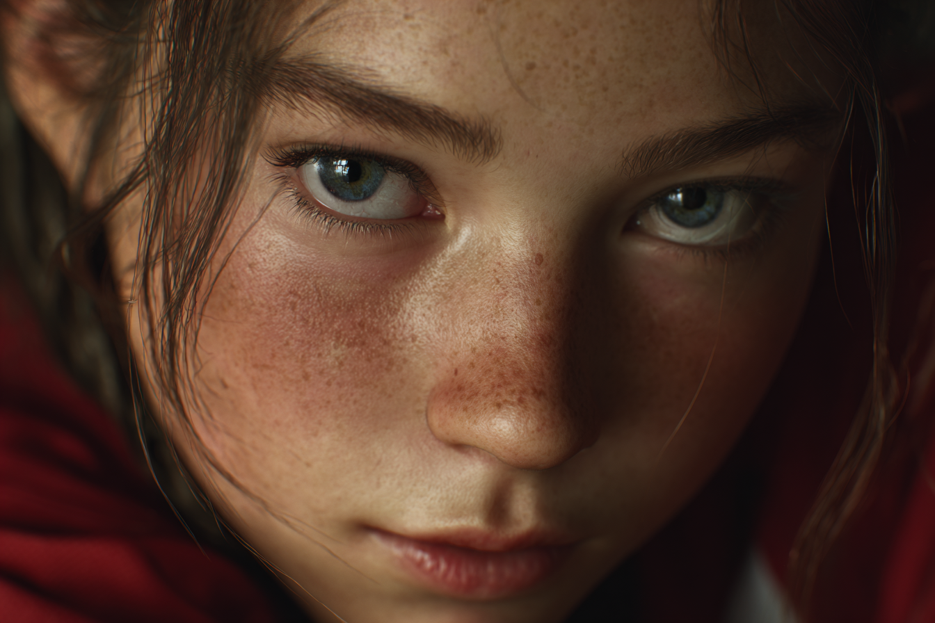 Una ragazza che guarda dritto davanti a sé | Fonte: Midjourney