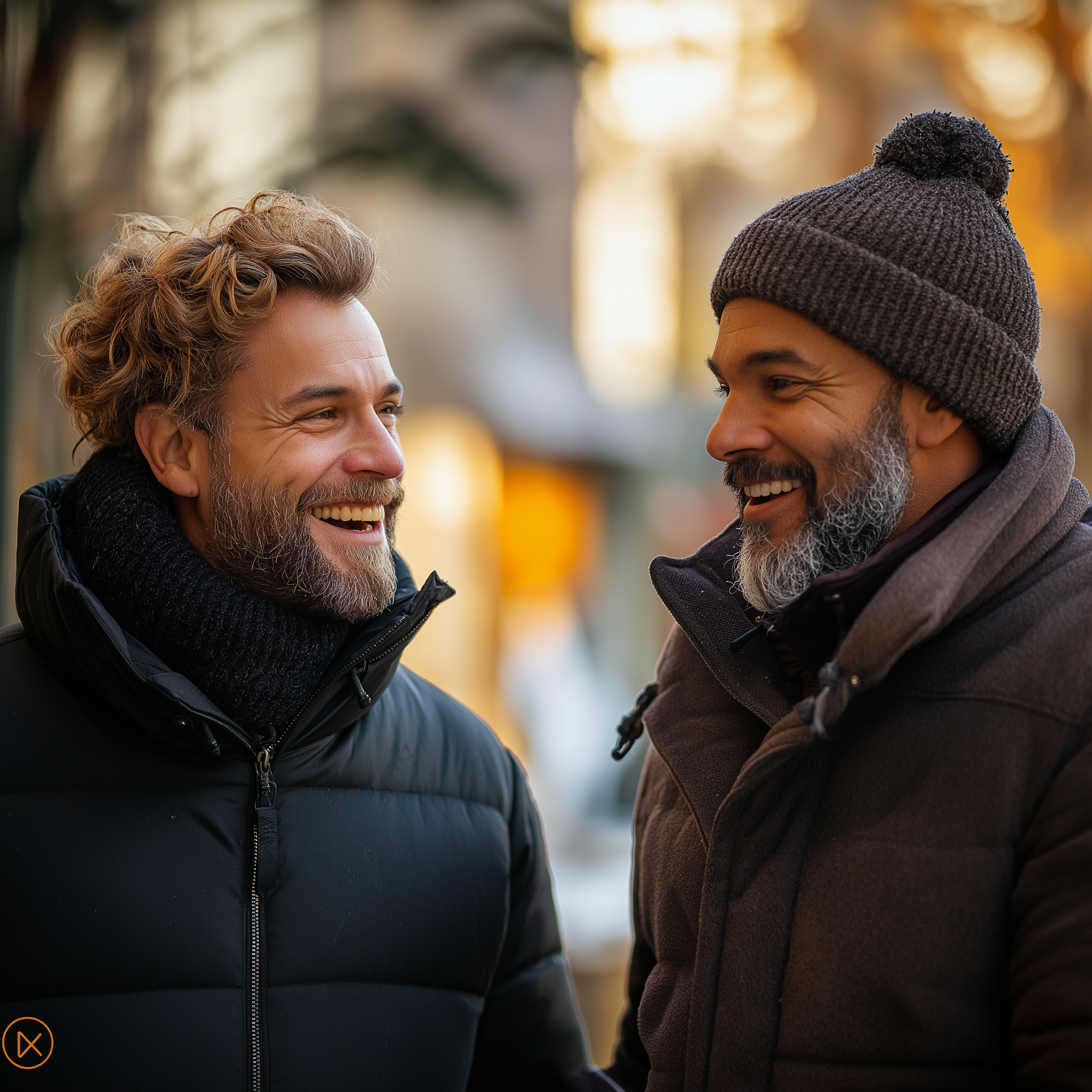 Dos hombres charlando mientras mantienen una conversación | Fuente: Midjourney