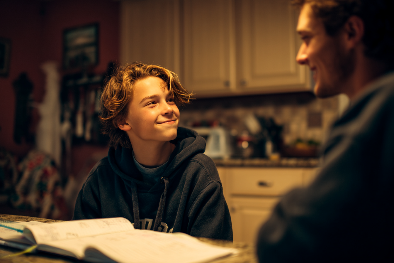 Un niño hablando con su hermano | Fuente: Midjourney