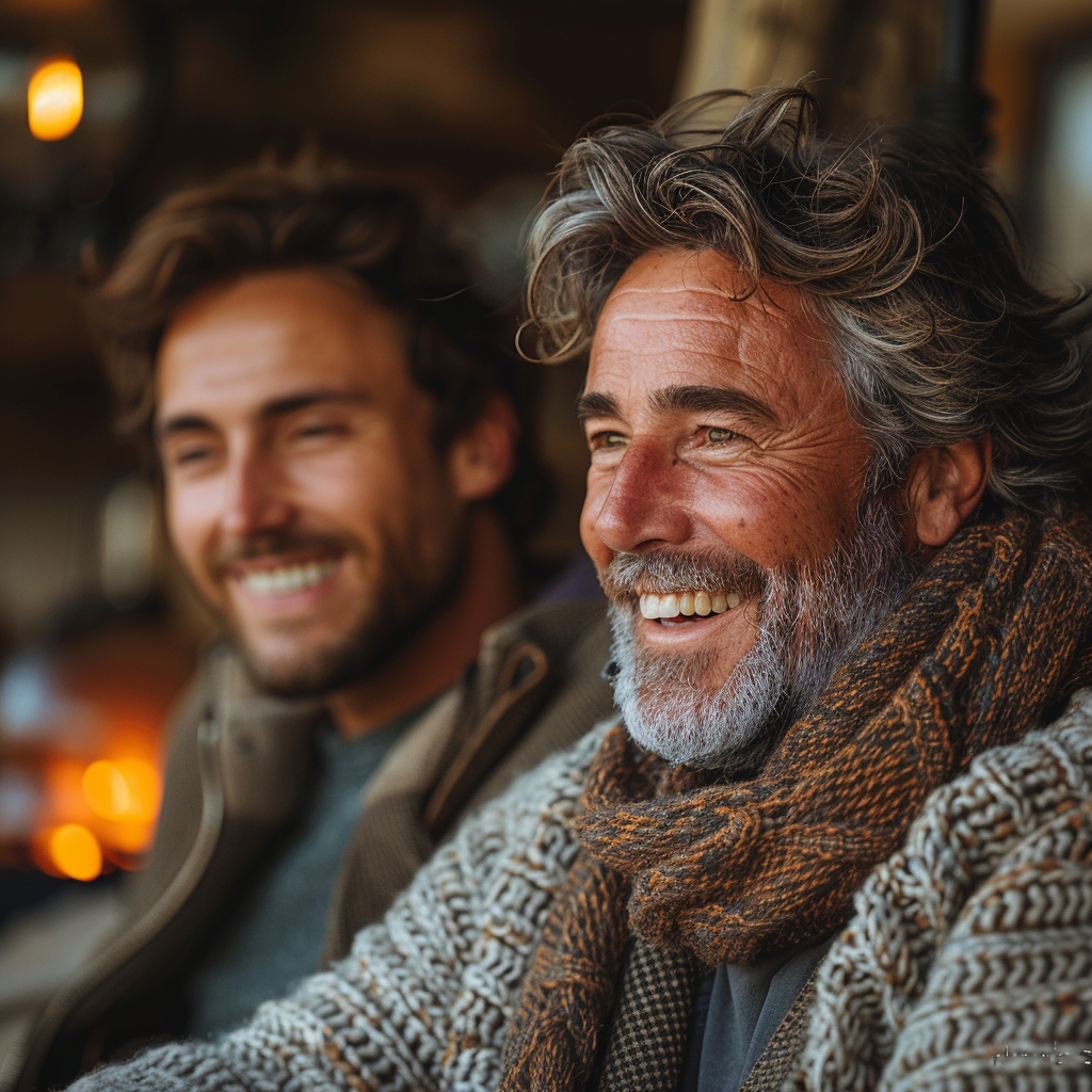 Dos hombres sonriendo | Fuente: Midjourney