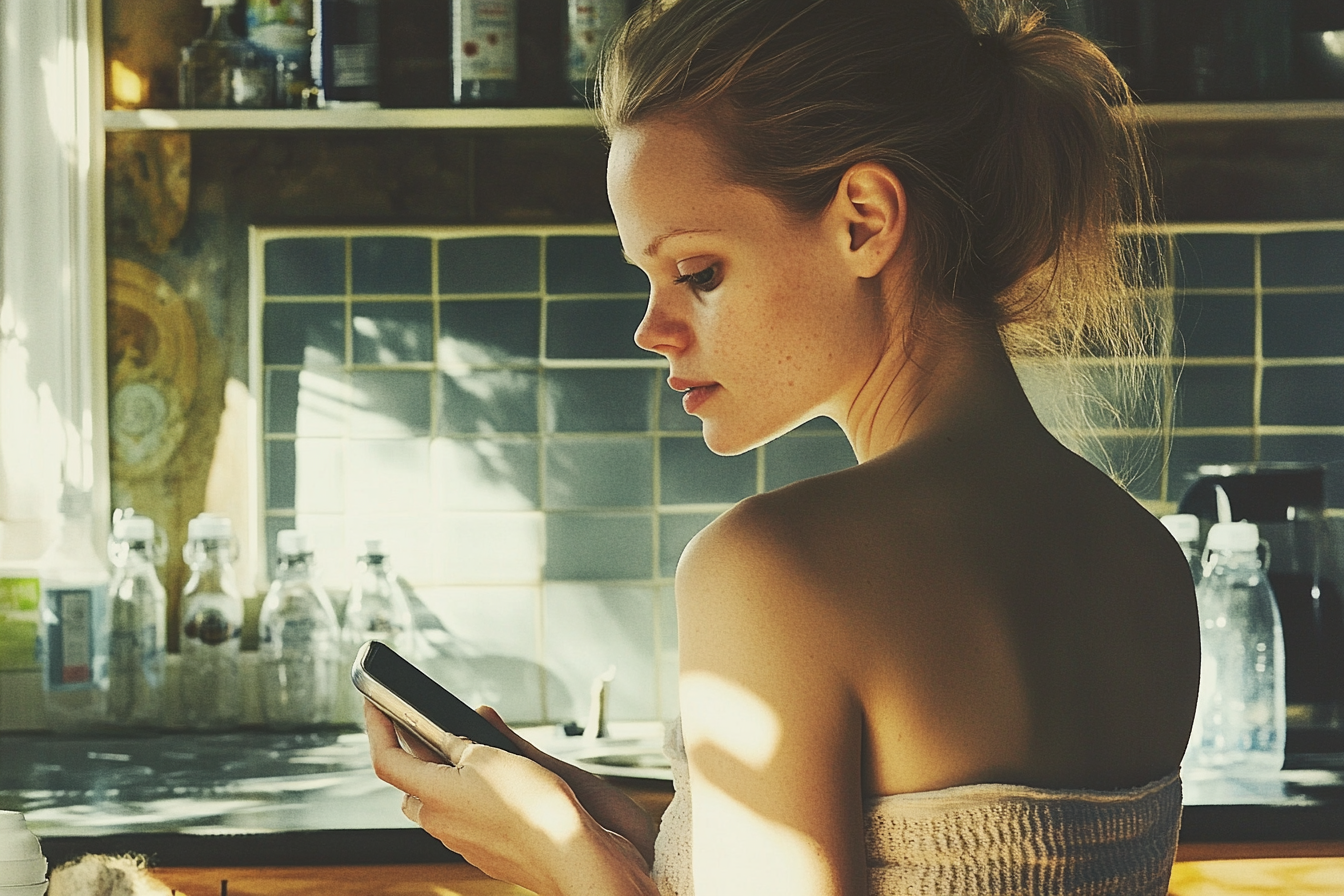 Una mujer mirando su teléfono | Fuente: Midjourney