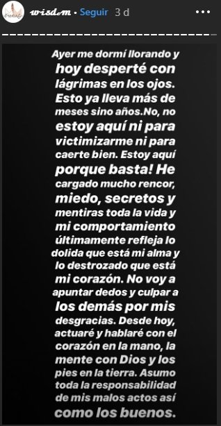Primera parte del mensaje de Frida Sofía| Foto: Instagram/ifridag