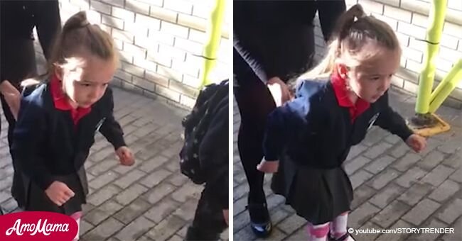 Niña camina por primera vez en primer día de escuela y el emotivo momento es capturado en video
