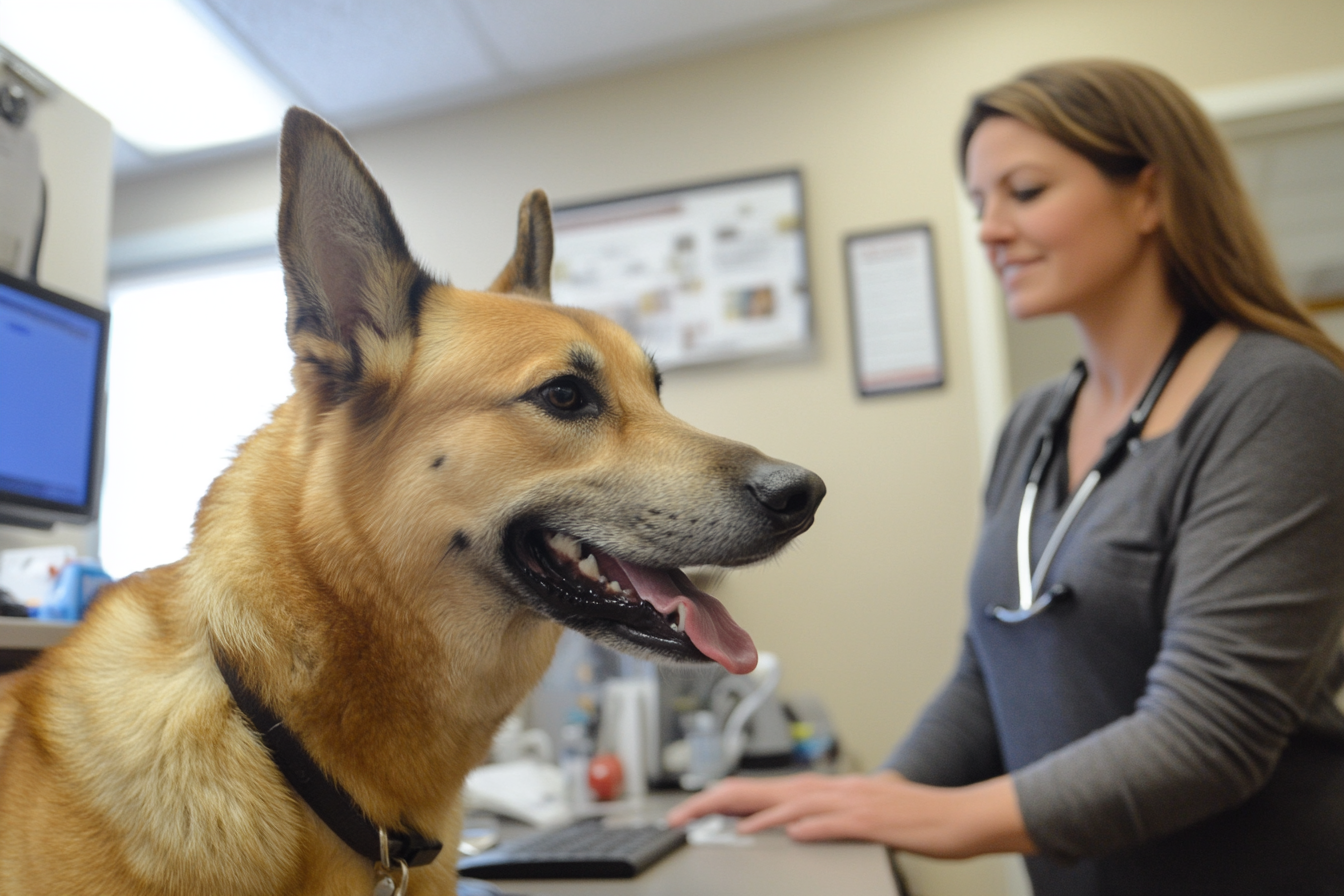 Un veterinario examinando a un perro | Fuente: Midjourney