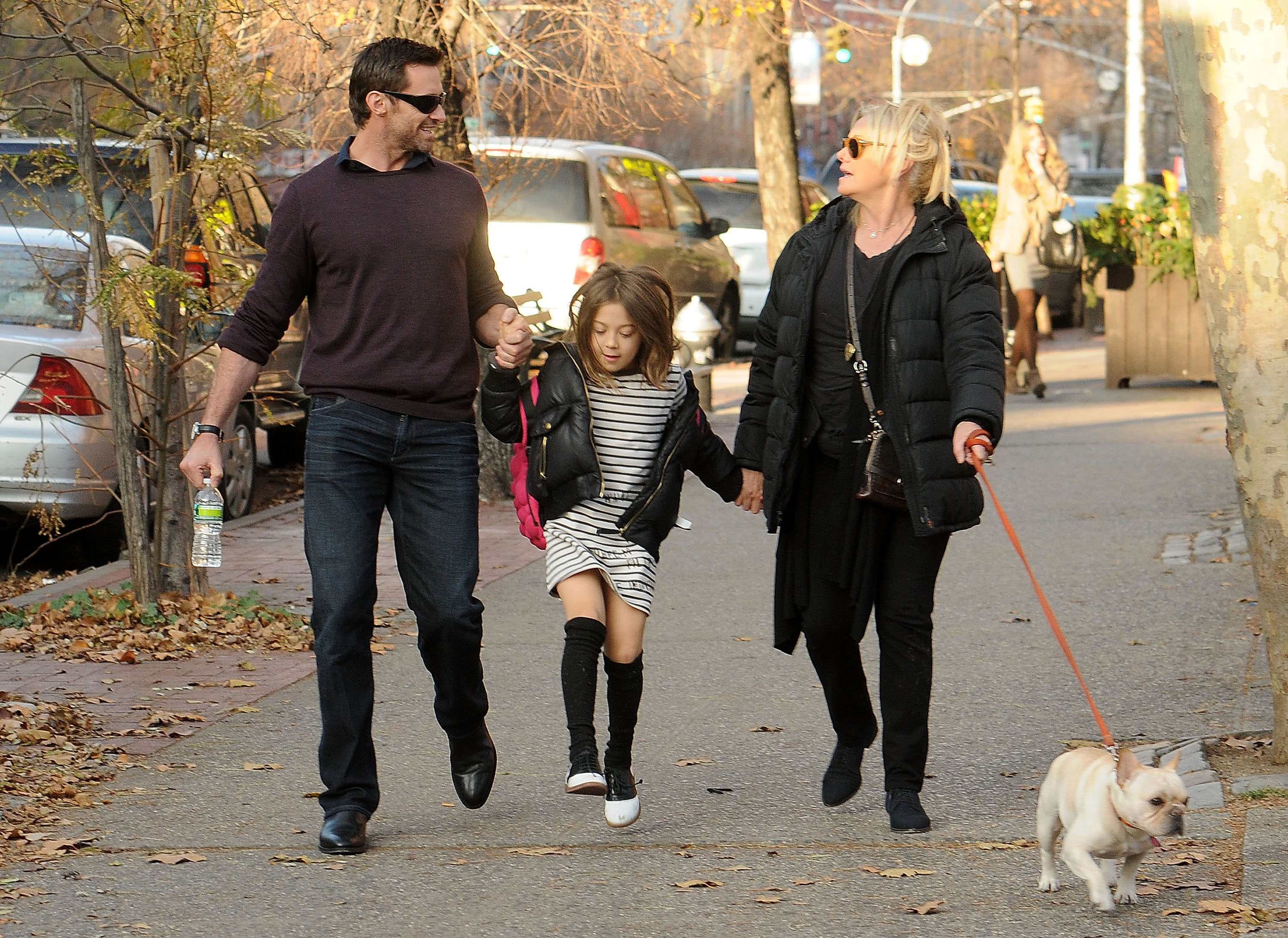 Hugh Jackman, Ava, Deborra-Lee Furness y Peaches son vistos en Nueva York, el 3 de diciembre de 2012 | Fuente: Getty Images