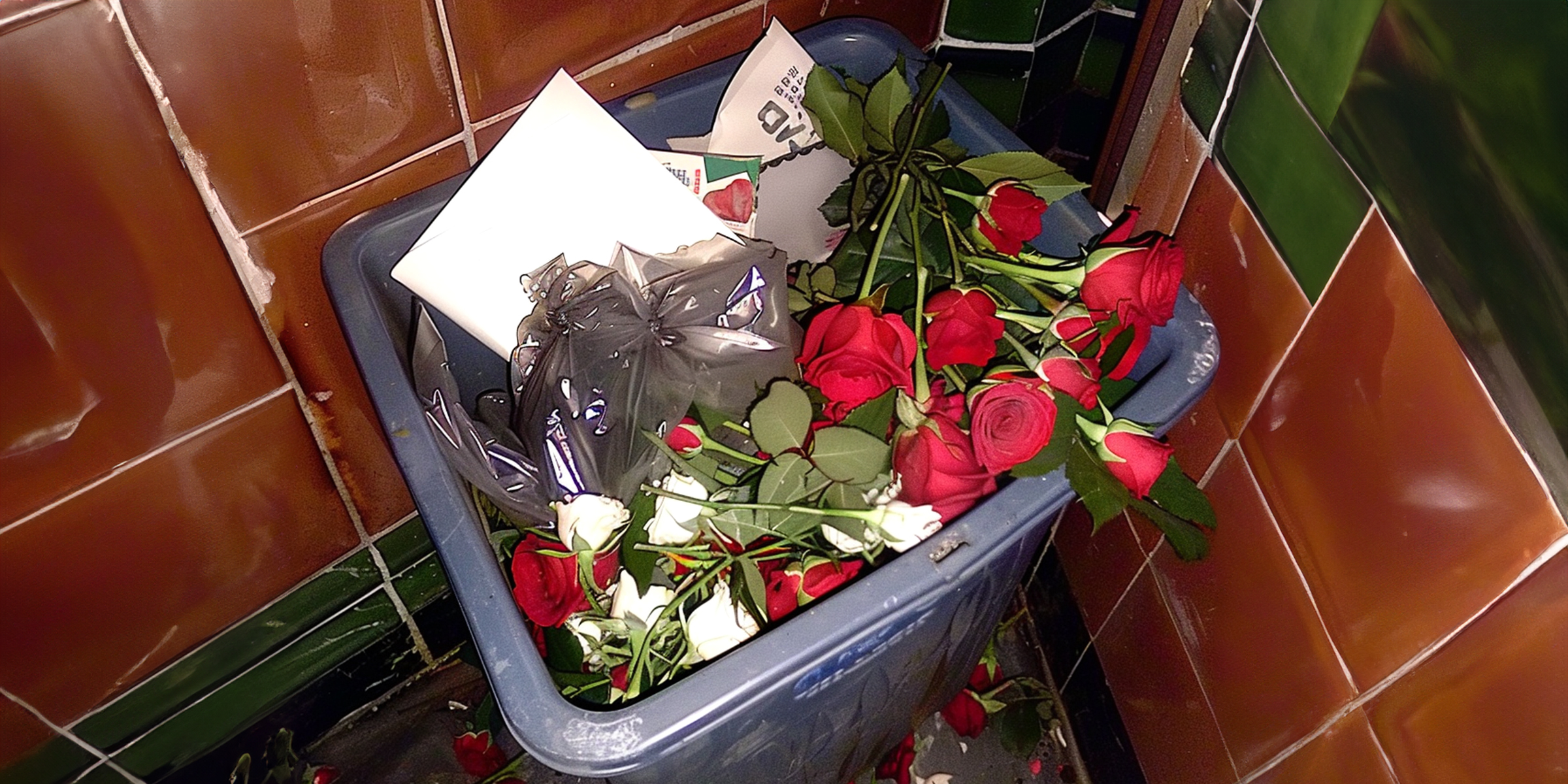 Rosas en un cubo de basura | Fuente: AmoMama