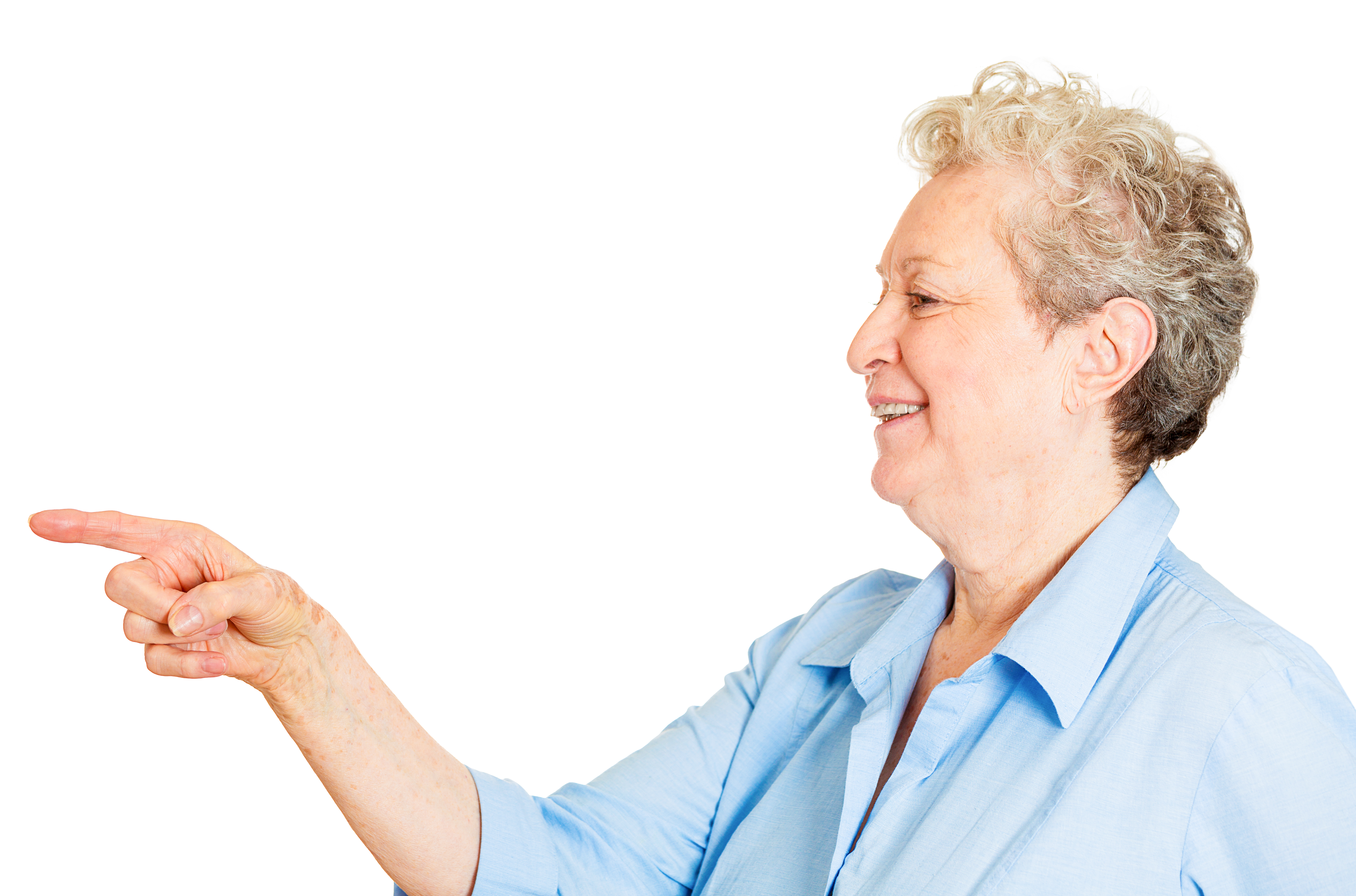 Mujer mayor señalando y riendo | Fuente: Shutterstock