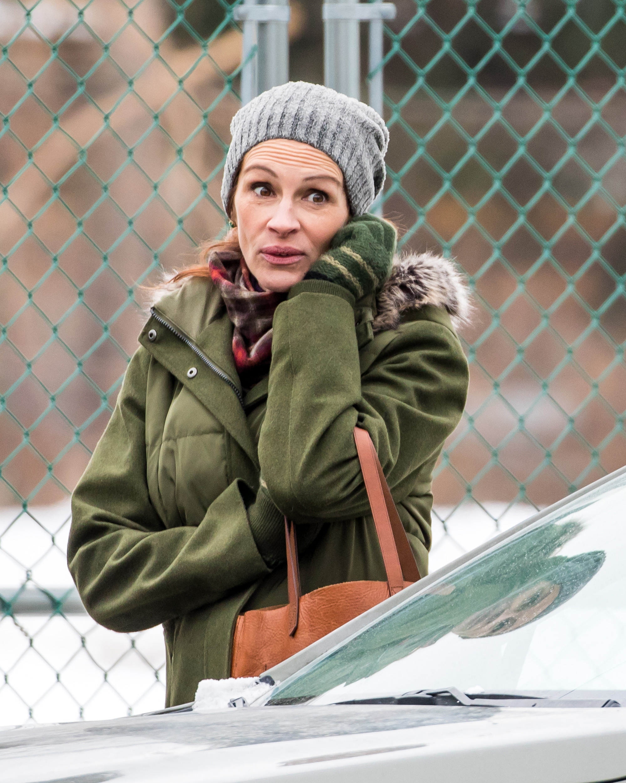 Julia Roberts rodando 'Ben Is Back' el 8 de enero de 2018 en Nueva York | Foto: Getty Images