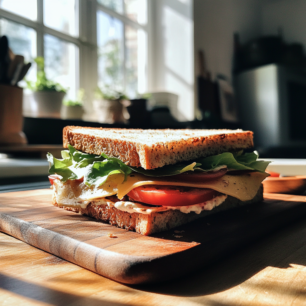 Un bocadillo en una tabla | Fuente: Midjourney