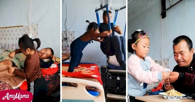 Una niña de seis años cuida sola a su padre paralizado después de que su madre los abandonó. 