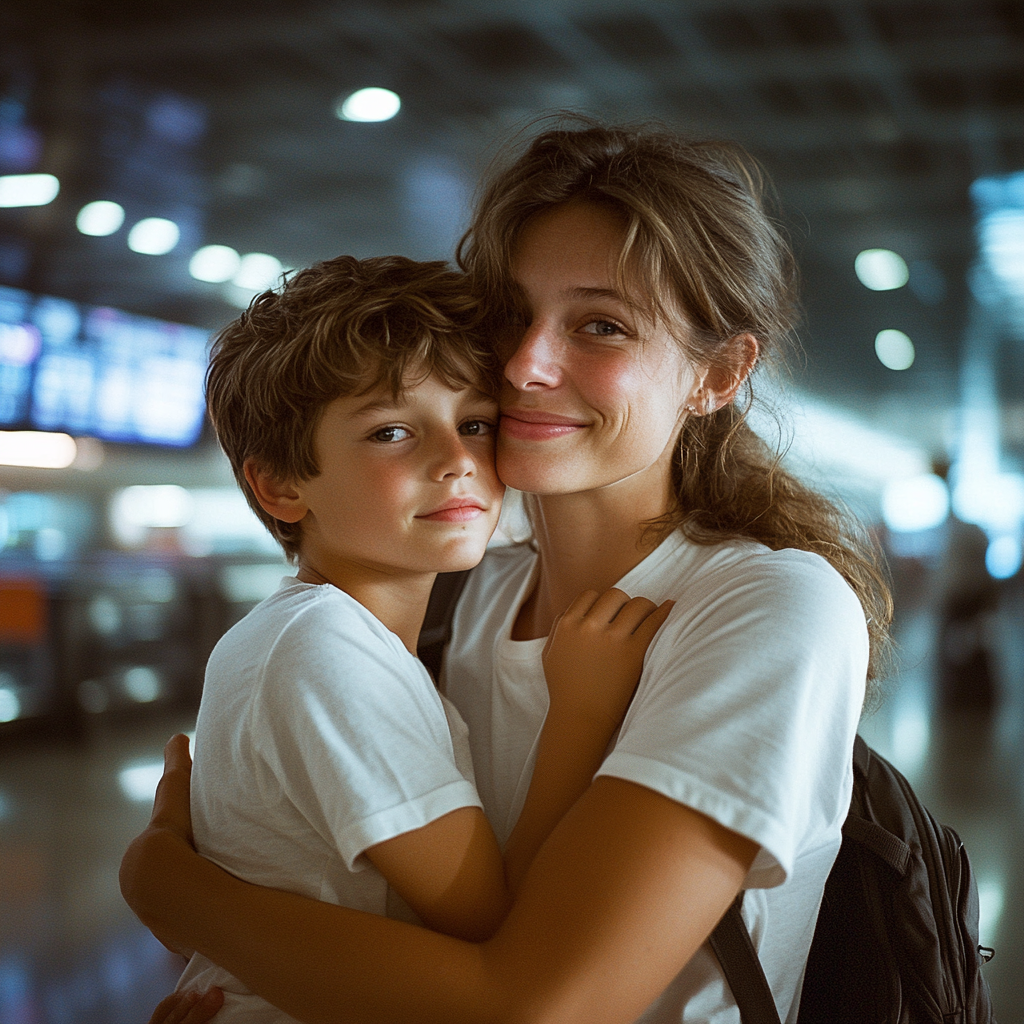 Una mujer feliz con su hijo en brazos | Fuente: Midjourney