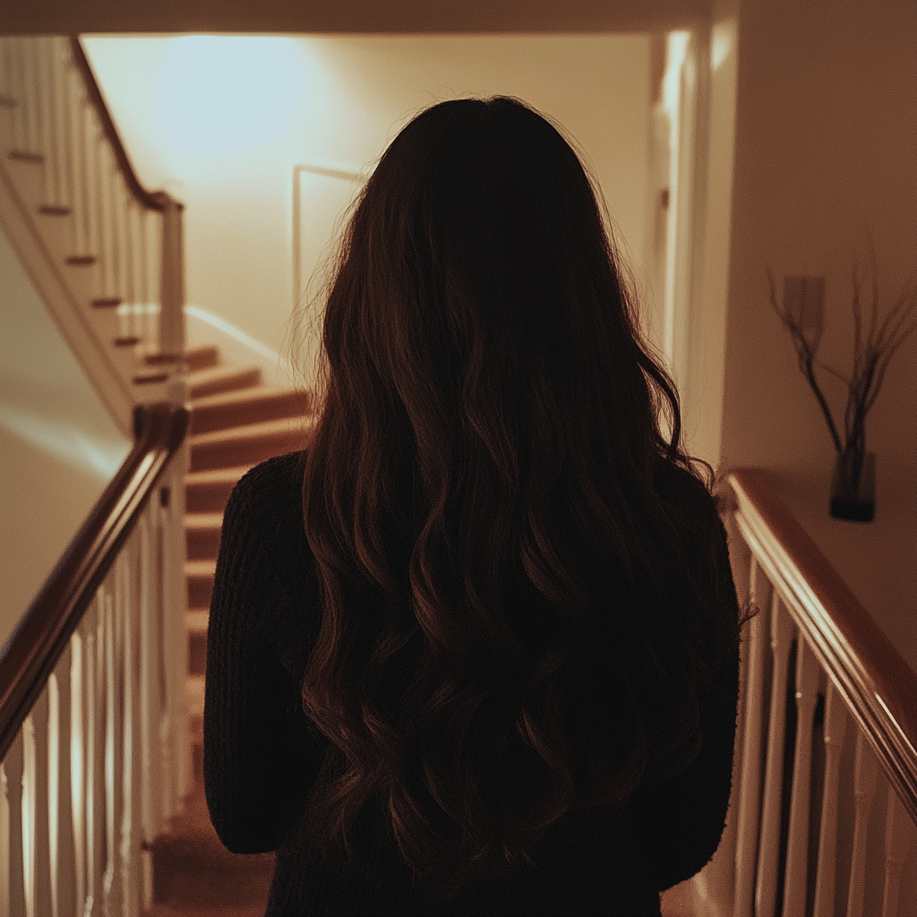 Una chica de 18 años subiendo una escalera | Fuente: Midjourney