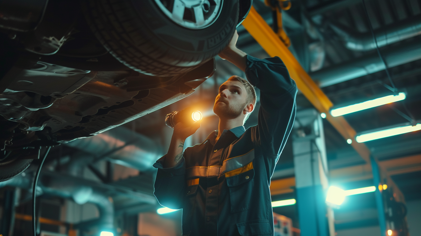 Un hombre trabajando en un automóvil | Fuente: Midjourney