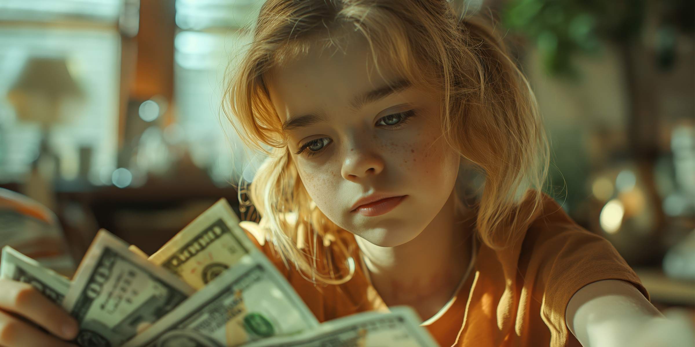 Una niña contando dinero | Fuente: Freepik