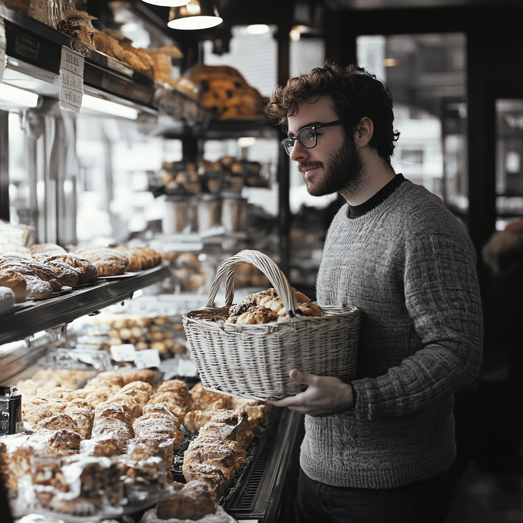 Un hombre en una panadería | Fuente: Midjourney