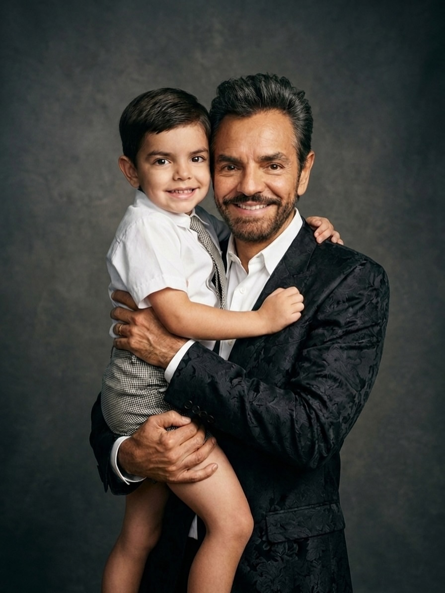 Eugenio Derbez aparece sosteniendo en brazos a su versión infantil en una fotografía creada con inteligencia artificial | Fuente: Instagram/ederbez