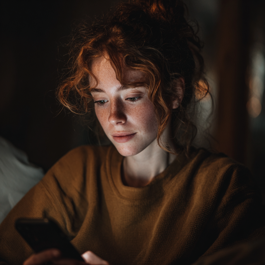 Una mujer revisando tu teléfono | Fuente: Midjourney