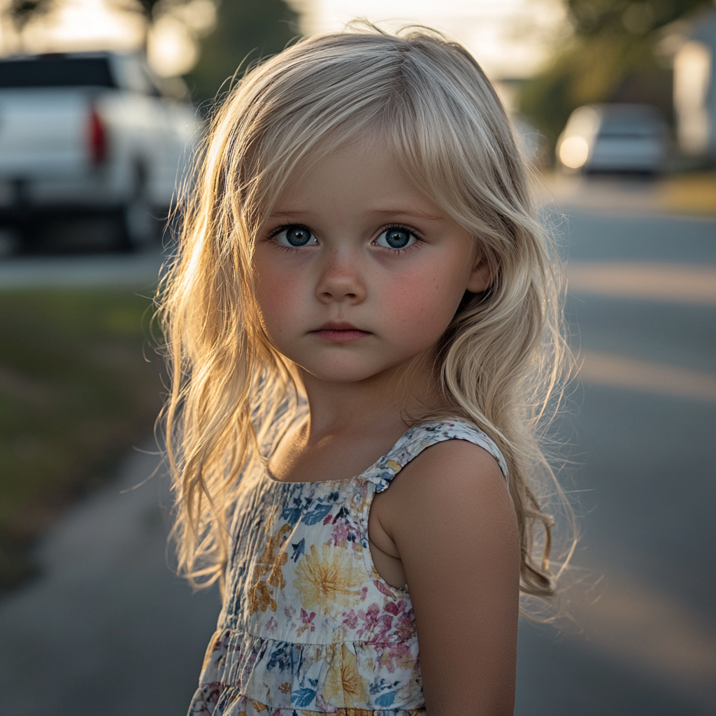 Una niña en un camino de entrada | Fuente: Midjourney