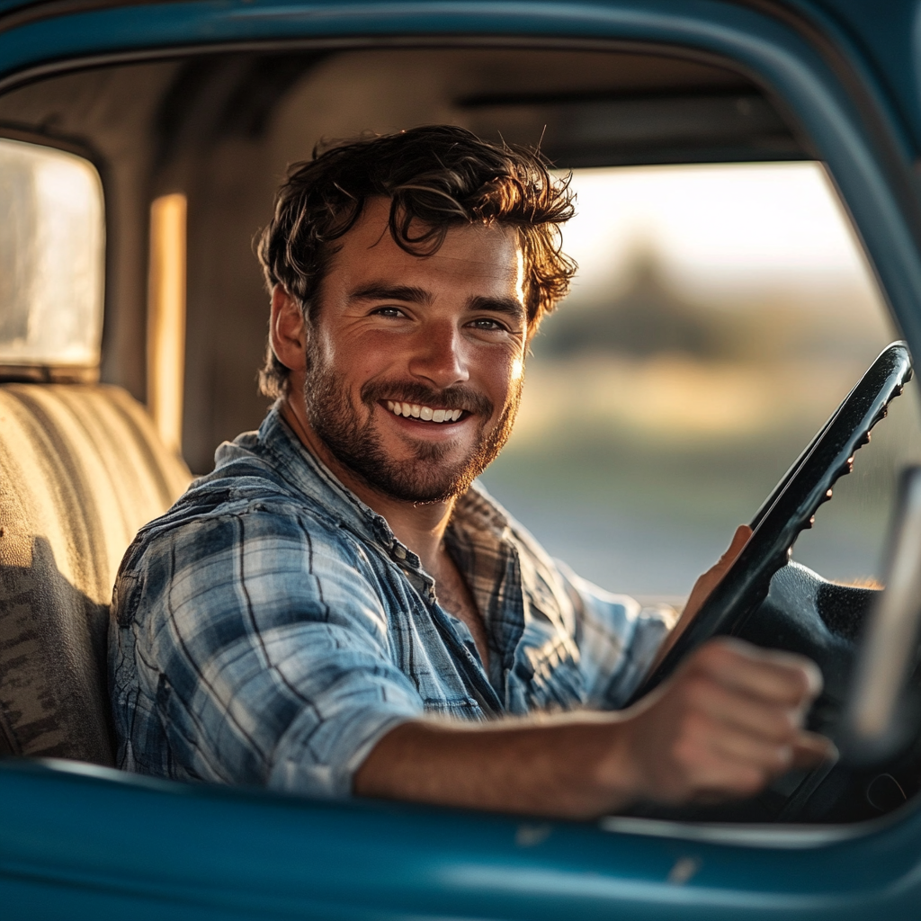 Un hombre conduciendo una camioneta | Fuente: Midjourney