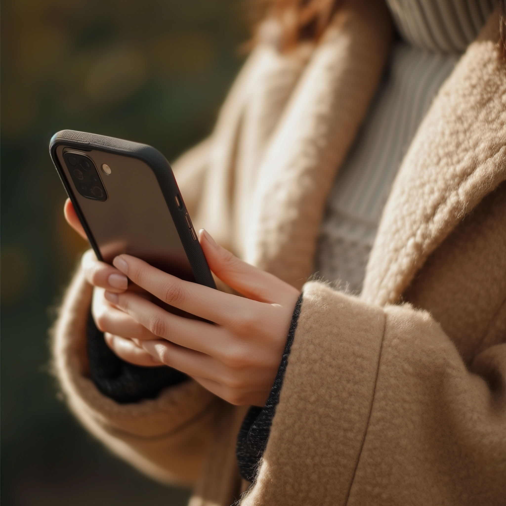 Una mujer sujetando su teléfono | Fuente: Midjourney