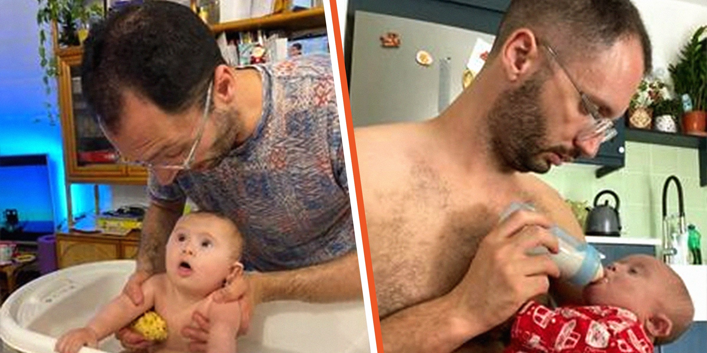 Ryan Sciberras baña y alimenta al bebé | Foto: facebook.com/KidspotAustralia
