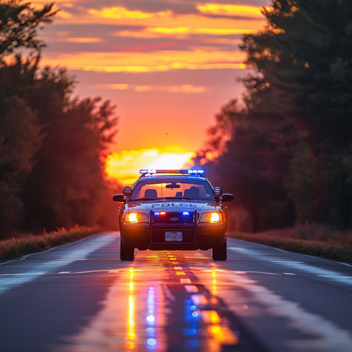 Un Automóvil de Policía en la carretera | Fuente: Midjourney