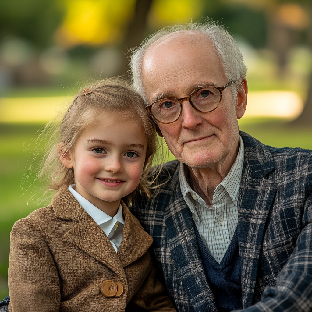 Una niña feliz con su abuelo | Fuente: Midjourney