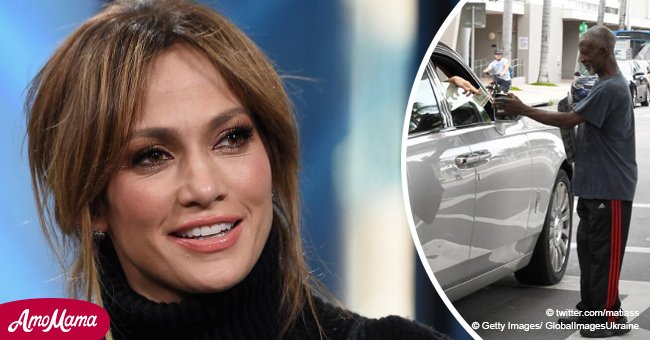 Vagabundo pide a J. Lo que le preste su coche pero, en cambio, recibe $ 2 dólares de la cantante