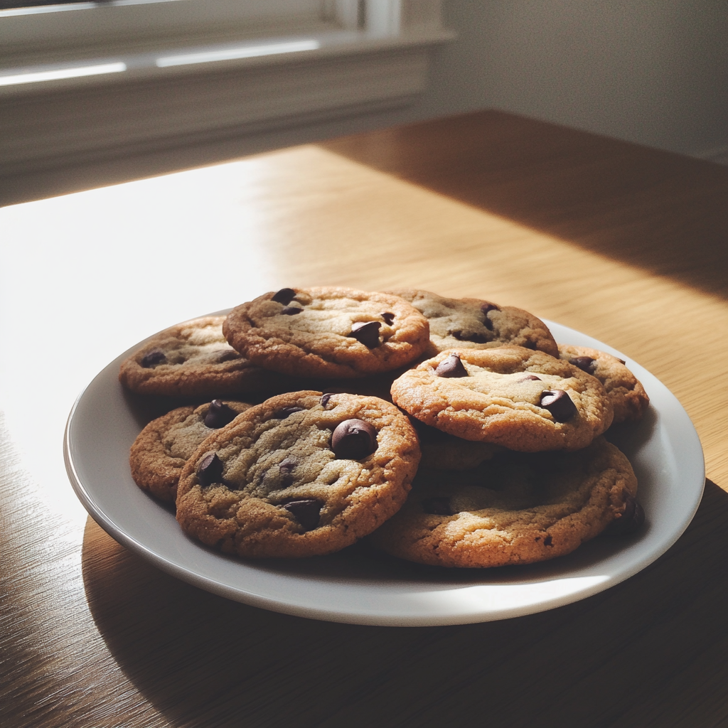 Un plato de galletas de chocolate | Fuente: Midjourney
