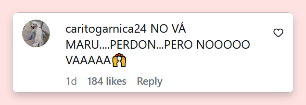 Comentario de una persona sobre el debut de Maru Botana en "MasterChef Celebrity" | Fuente: Instagram/masterchefargentina