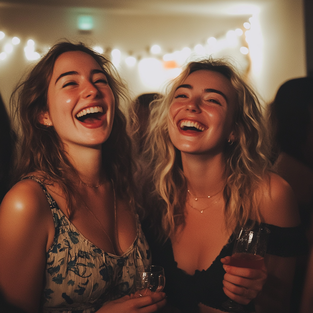 Mujeres sonrientes en una fiesta | Fuente: Midjourney