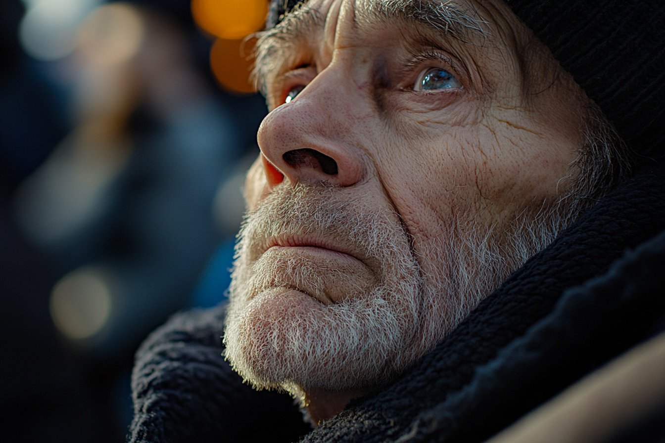 Un hombre mirando hacia arriba | Fuente: Midjourney