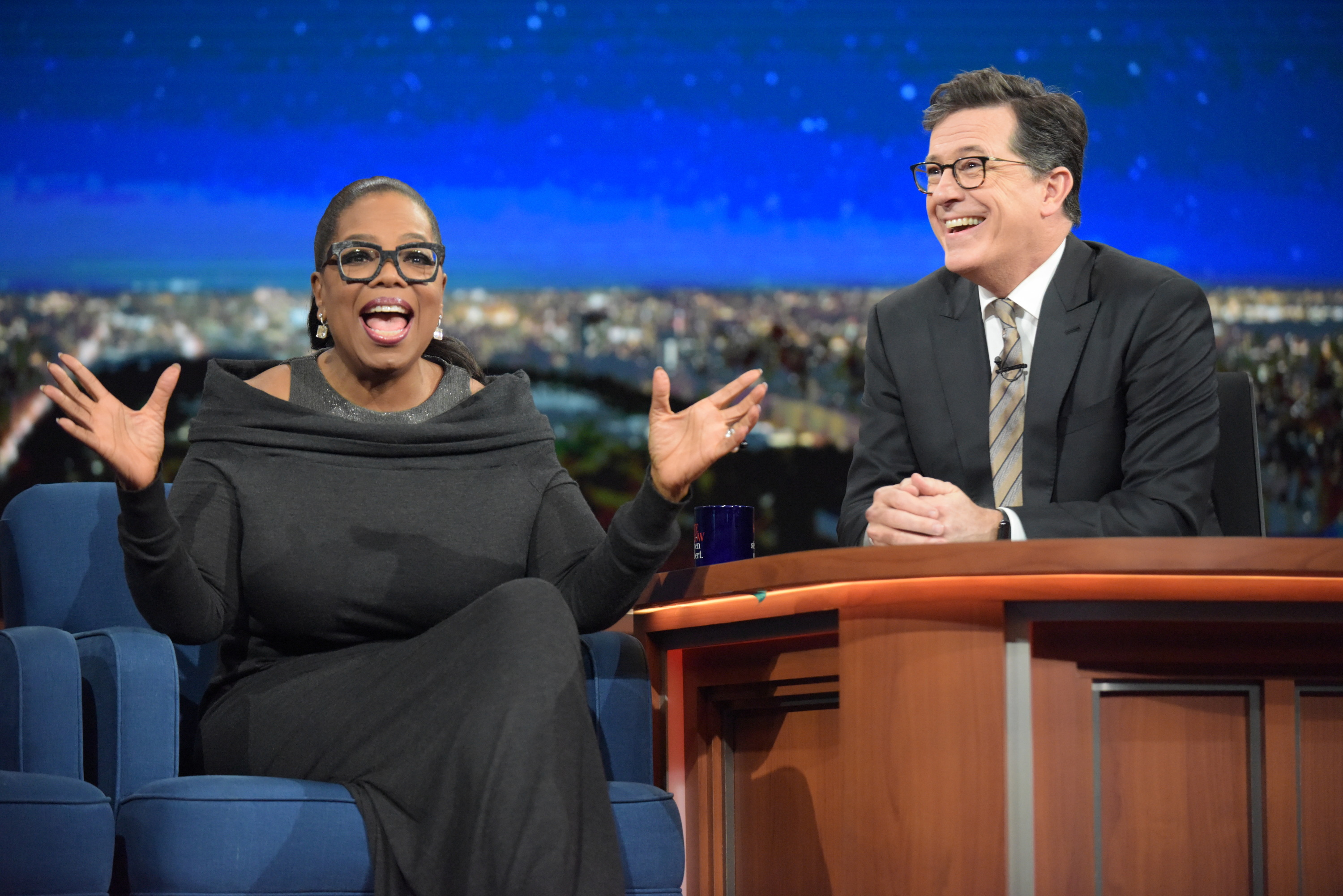 Oprah Winfrey en "The Late Show" el 3 de enero de 2016 | Fuente: Getty Images