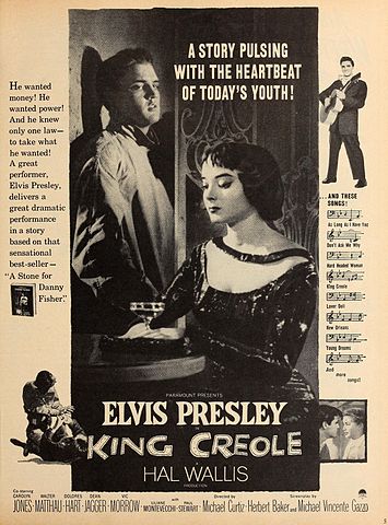 Publicidad de "King Creole", protagonizada por Carolyn Jones y Elvis Presley. | Imagen: Wikimedia Commons.