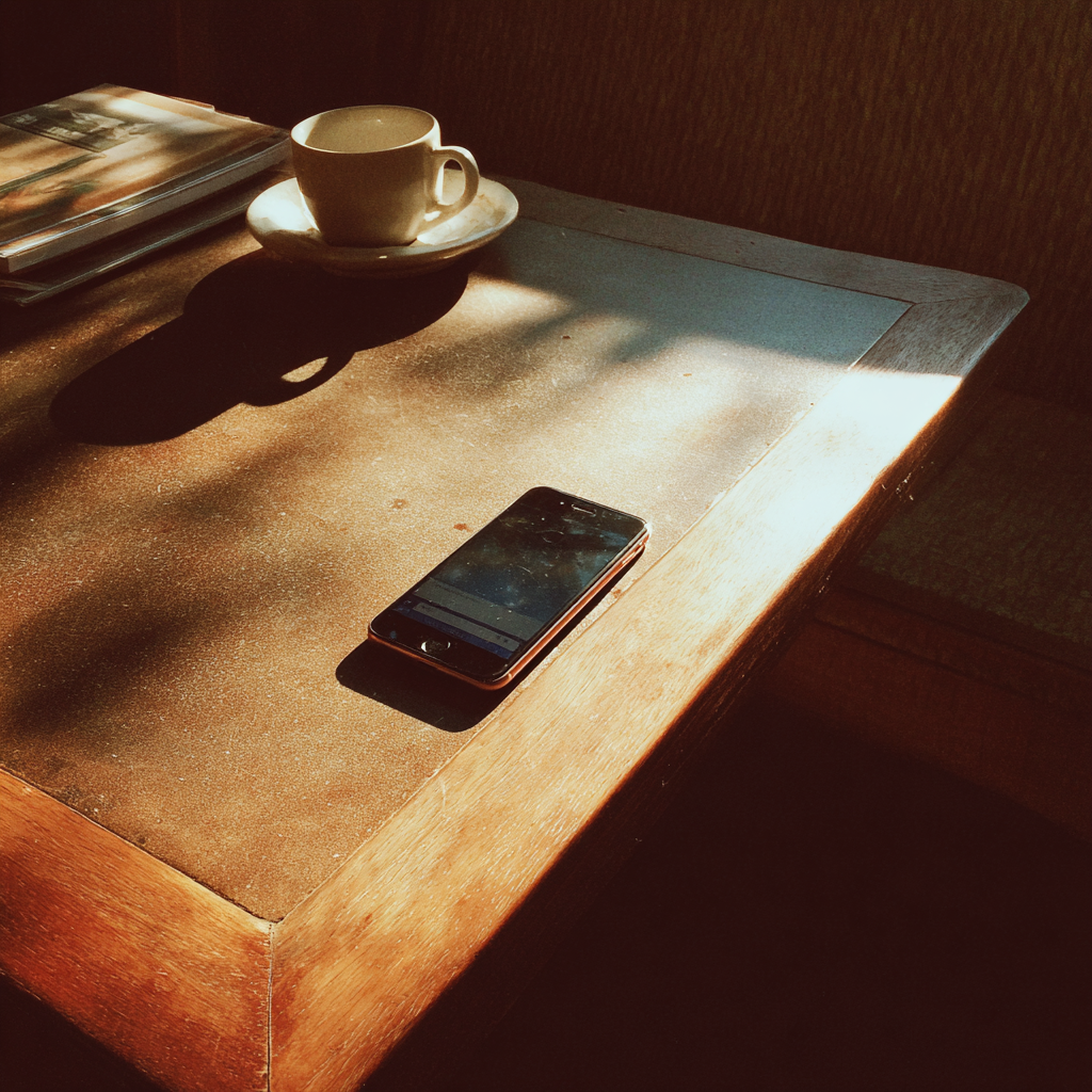 Un móvil sobre una mesa | Fuente: Midjourney