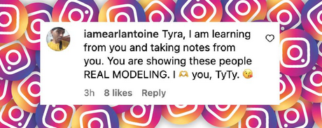 Un fan comenta la aparición de Tyra Banks en el desfile de Balenciaga durante la Semana de la Moda de París, de un post fechado el 9 de marzo de 2025: "Tyra, estoy aprendiendo de ti y tomando notas. Estás demostrando a esta gente MODELAJE REAL. Te amo, TyTy".  | Fuente: instagram/tyrabanks