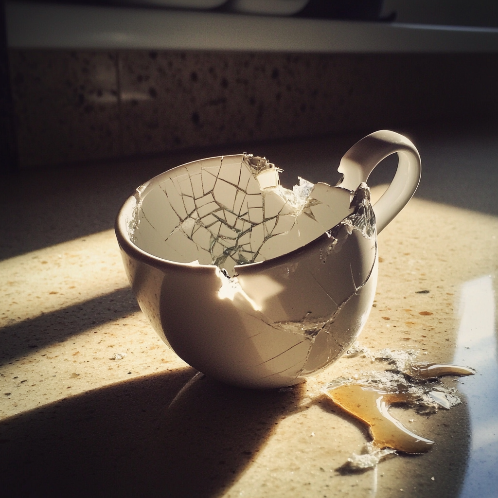 Una taza rota | Fuente: Midjourney