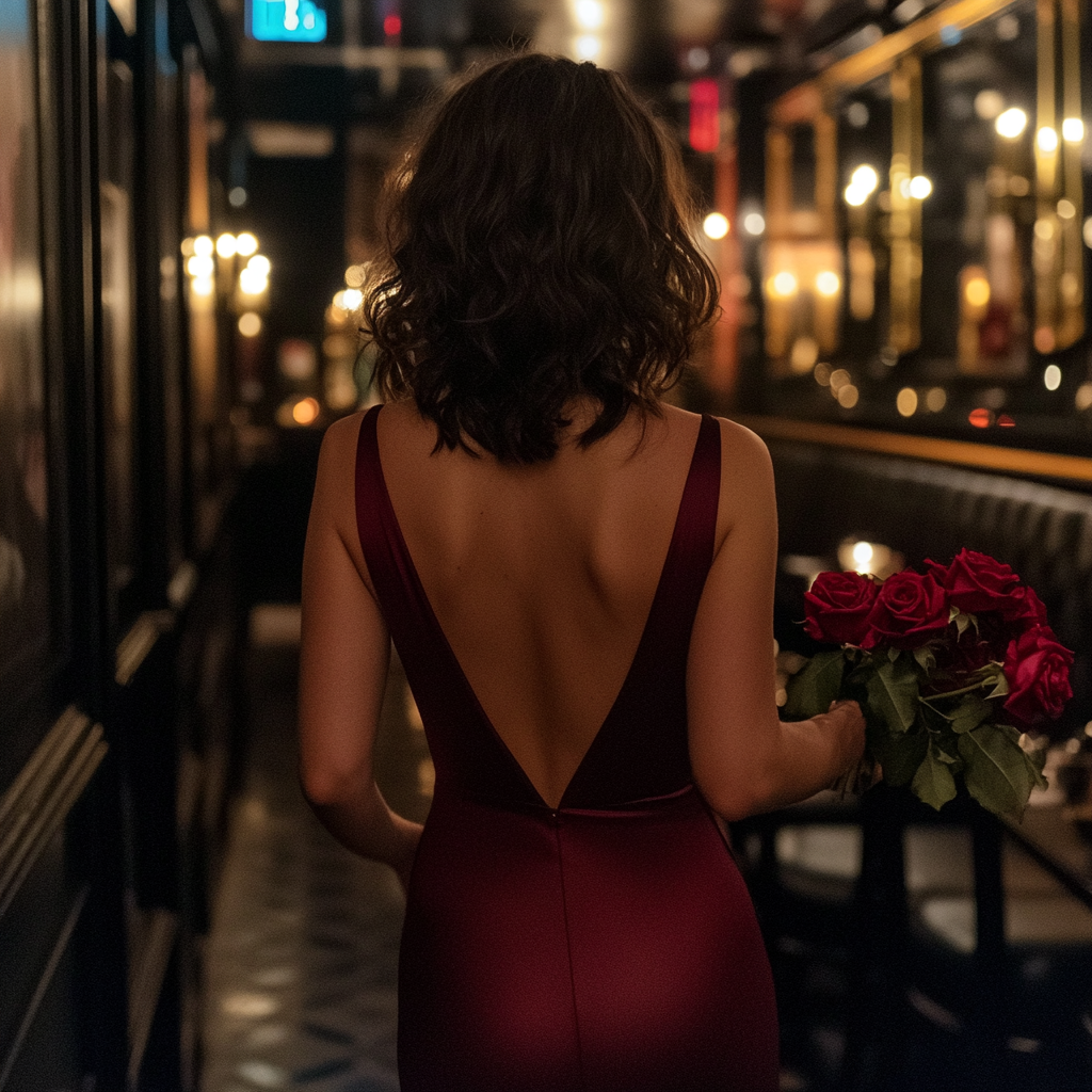 Una mujer entrando en un restaurante | Fuente: Midjourney