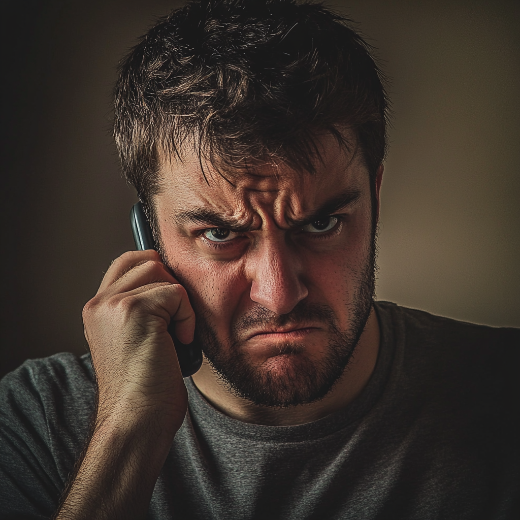 Un hombre alterado hablando por teléfono | Fuente: Midjourney