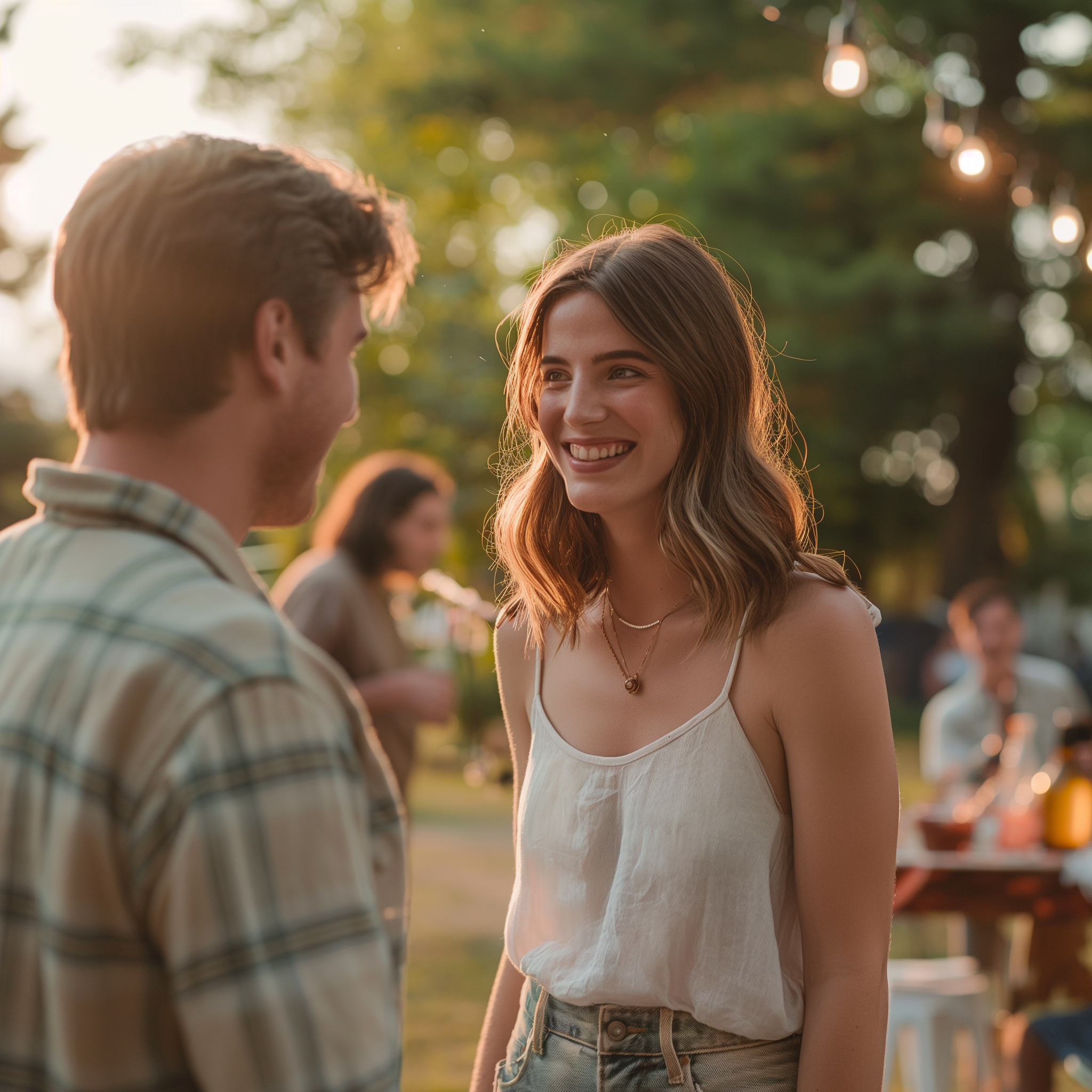 Una pareja se conoce en una barbacoa | Fuente: Midjourney