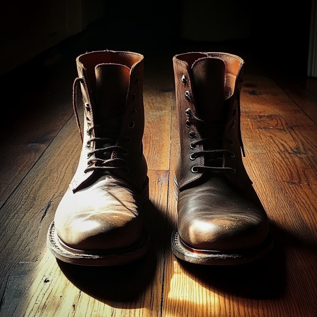 Un par de botas en el suelo | Fuente: Midjourney