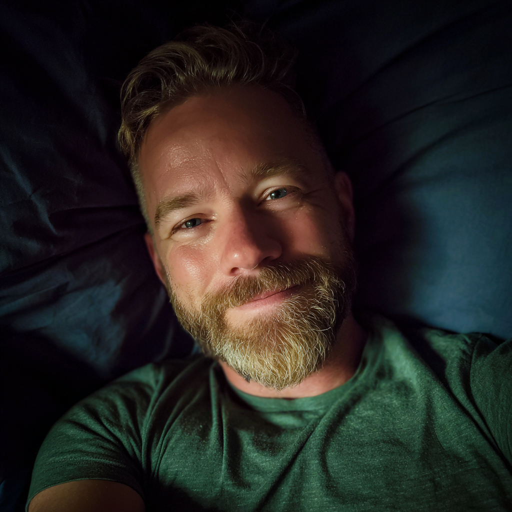 Un uomo sorridente che indossa una maglietta verde | Fonte: Midjourney